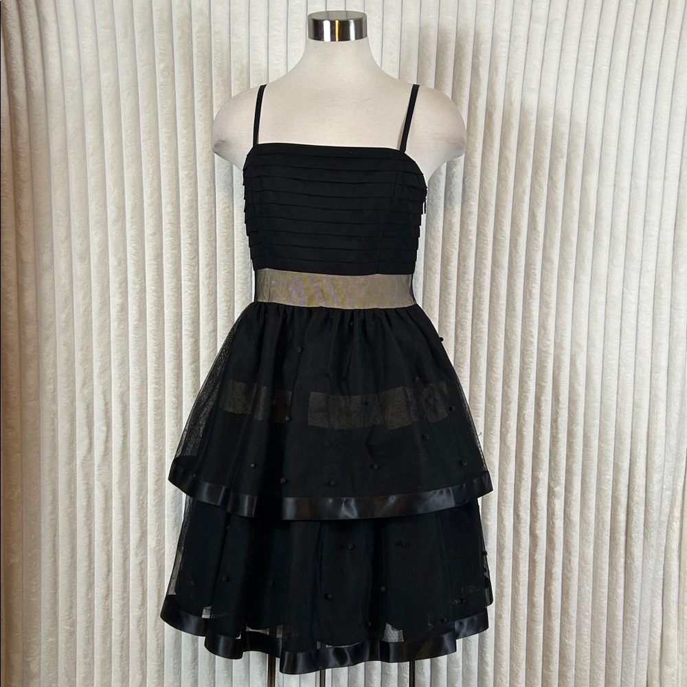 Juicy Couture black tiered tulle cocktail dress sz 6 damaged